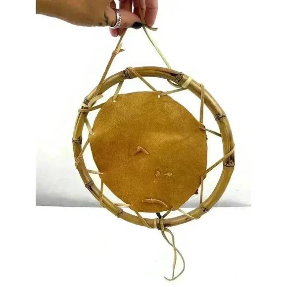 VTG Leather Cutout Floral Dream Catcher Native American Signed CL Rice 1990 - Picture 2 of 16